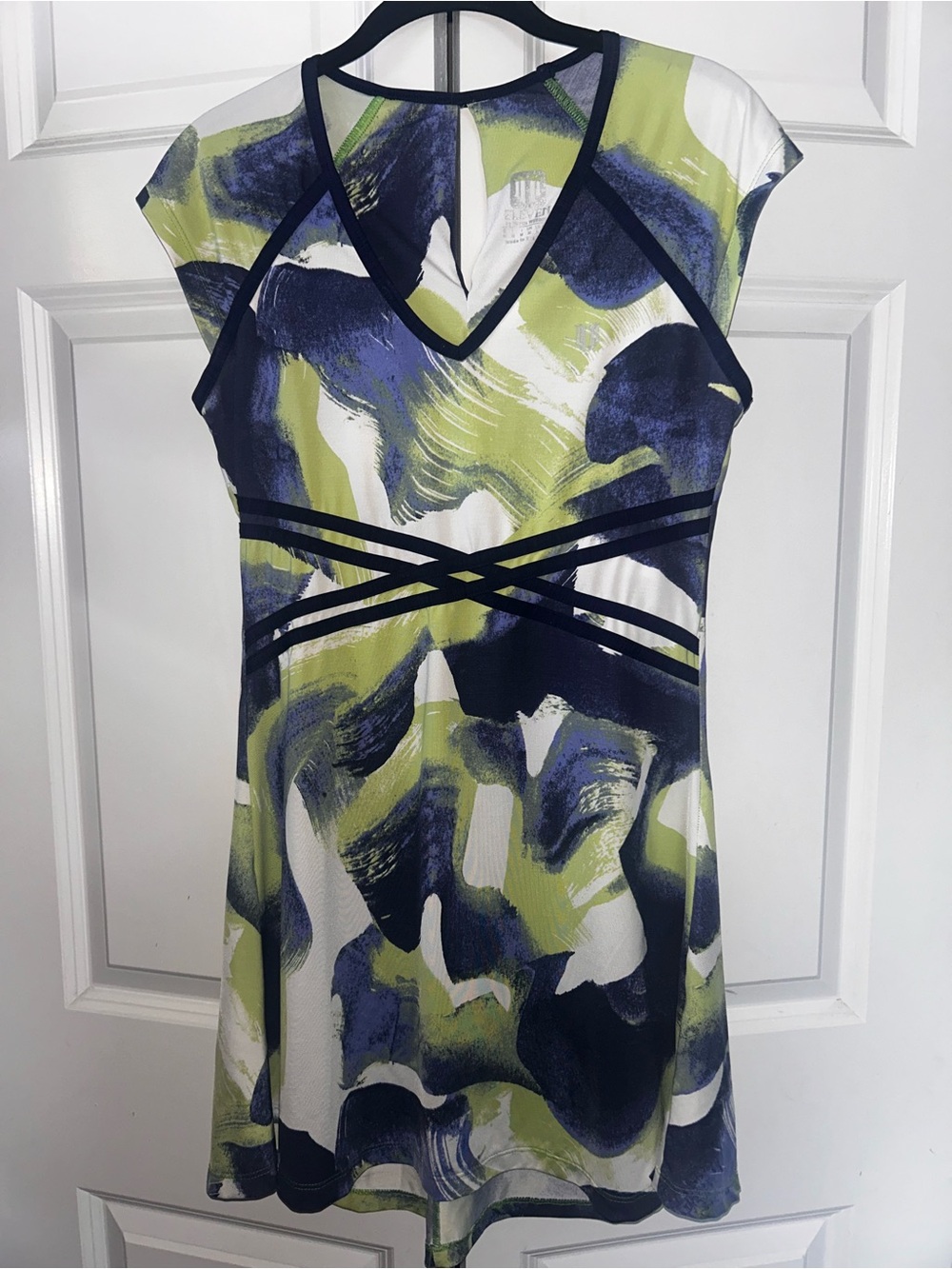 EleVen by Venus Williams Navy, Lime & White Abstract Mini Dress